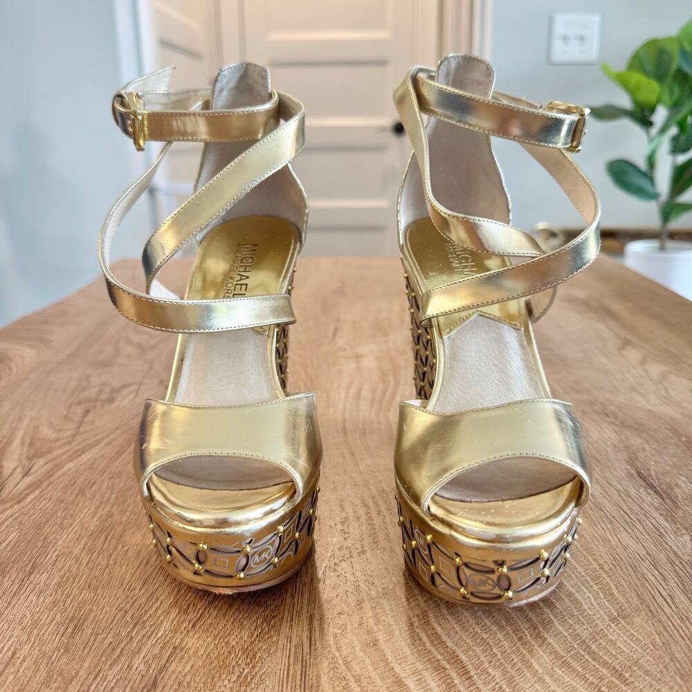 Michael Kors | Gabriella Gold Wedge Heels | Women’s Size 5.5